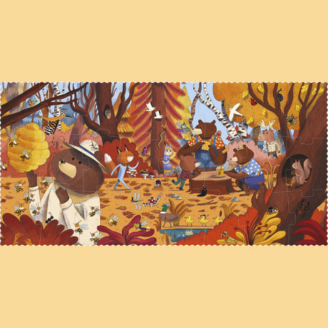 Londji Bear's Forest 24-piece jigsaw puzzle featuring an illustrated woodland scene with bears, bees, and forest animals.