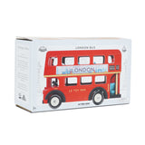 Packaging box for Le Toy Van red wooden London bus toy.