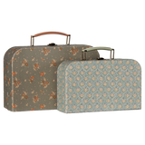 Maileg 2-piece Michette suitcase set featuring vintage floral patterns, front view.