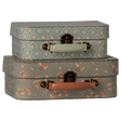 Maileg 2-piece Michette suitcase set with vintage floral and damask patterned metal toy trunks.