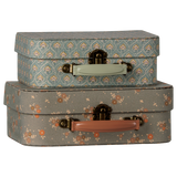 Maileg 2-piece Michette suitcase set with vintage floral and damask patterned metal toy trunks.