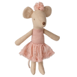 Maileg big sister ballerina mouse plush toy in a pink tulle tutu.
