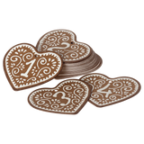 Maileg heart advent calendar tags numbered 1 to 24 with gingerbread style icing details.