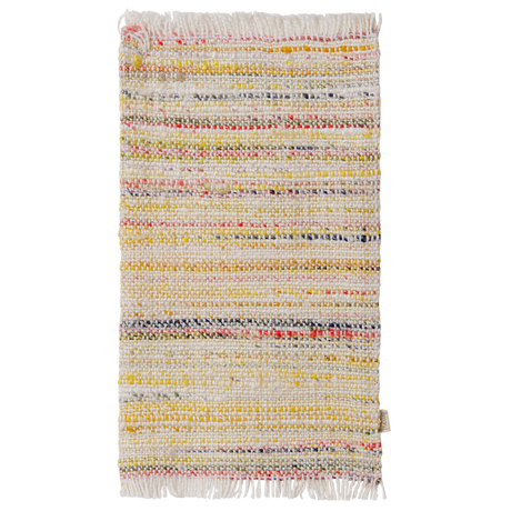 Maileg miniature large multi-stripe rug with fringed edges, designed for dollhouse decor.