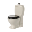 A detailed white dollhouse toilet with realistic features and movable lid—perfect for Maileg mice, bunnies, and dollhouse bathroom setups to inspire imaginative play.