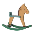 Maileg dollhouse wooden rocking horse toy for mice in light brown and green.