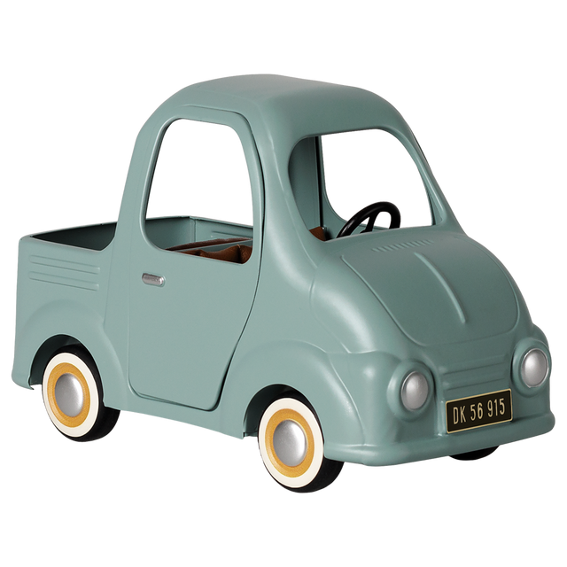Light blue Maileg mouse truck miniature vintage toy car.