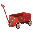 Red Maileg mouse wagon with white polka dots.