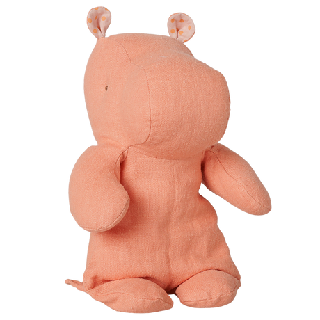 Maileg Safari Friends small hippo plush toy in dusty coral linen.