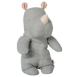 Maileg Safari Friends small rhino plush toy in vintage blue linen.