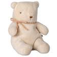 Maileg small teddy bear plush toy in off-white with a woven bow.