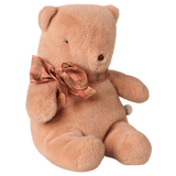 Maileg small vintage rose teddy bear plush toy with plaid ribbon bow
