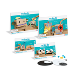 Four Makedo Deco-Props craft kits displayed with large eye cutouts and colorful connectors in the foreground.