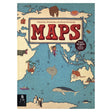 Illustrated book cover titled "Maps" depicting a world map with animals and people, showcasing diverse global regions. Playful, adventurous tone.