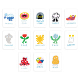 Illustrated cards featuring whimsical character drawings of abstract feelings and concepts.