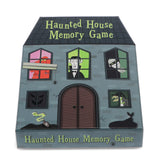 Haunted House Memory Game box with spooky cartoon monsters, a vampire, and a mummy in the windows.