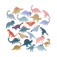 Collection of colorful dinosaur stickers featuring a T-Rex, Triceratops, and Stegosaurus in a whimsical illustrated style.