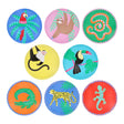 Set of 8 Meri Meri Jungle Jamboree paper side plates featuring colorful illustrations of jungle animals on vibrant backgrounds.
