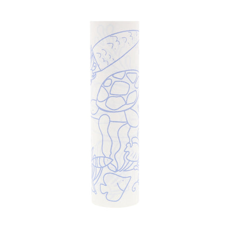 Meri Meri mermaid coloring roll featuring sea turtles and fish in blue outlines for creative underwater coloring fun.