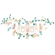 Princess party garland with castle, unicorns, swans, and flowers for whimsical children's birthday decorations.
