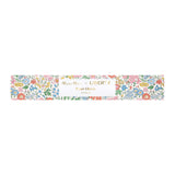 Meri Meri x Liberty floral scalloped paper chains packaging featuring a colorful vintage wildflower print on white.