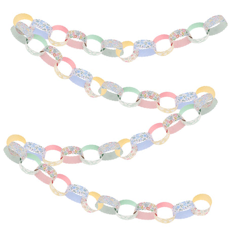 Floral and pastel scalloped paper chains from the Meri Meri x Liberty collection for party decorations and celebrations.