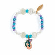 Coralie mermaid collection beaded charm bracelet with enamel mermaid pendant and seashell beads in blue and purple