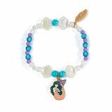 Coralie mermaid collection beaded charm bracelet with enamel mermaid pendant and seashell beads in blue and purple