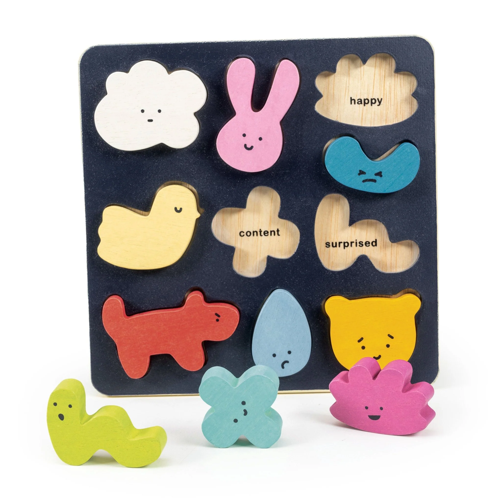 A creative set designed for children to explore emotions and expressions by arranging colorful pieces on a board, helping to develop emotional awareness and creativity.