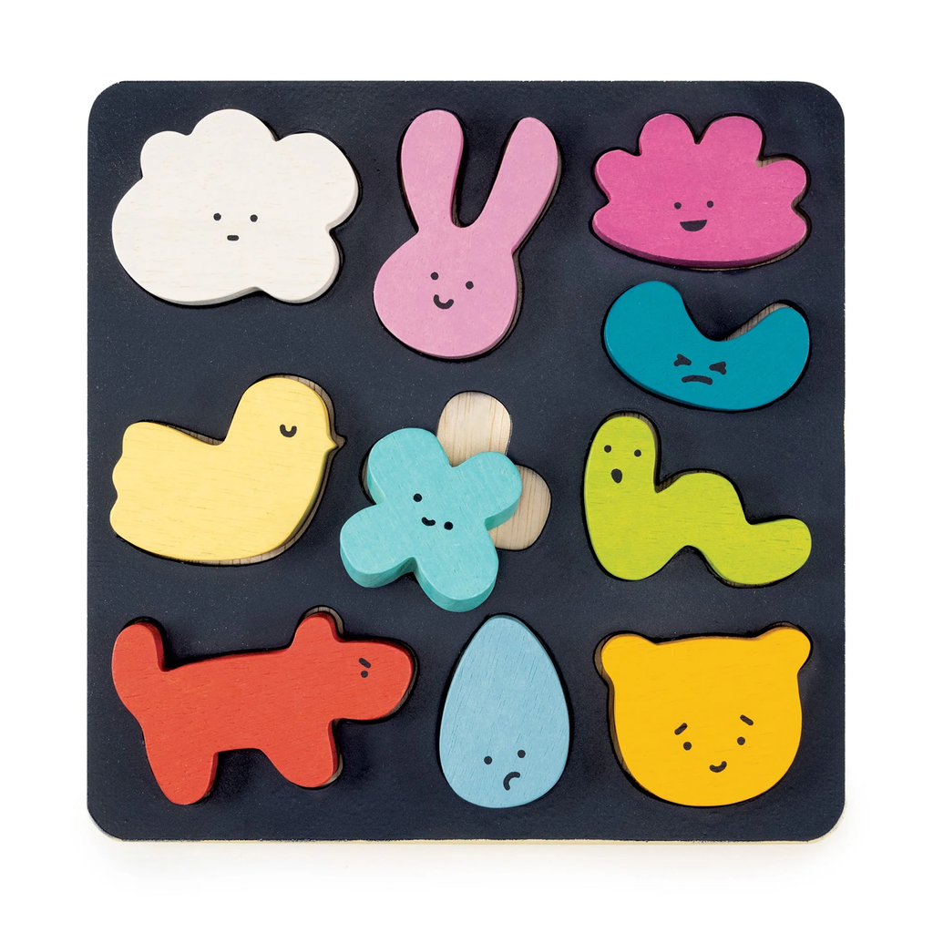 A creative set designed for children to explore emotions and expressions by arranging colorful pieces on a board, helping to develop emotional awareness and creativity.