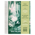 Book cover for The Moomins and the Great Flood by Tove Jansson, 80th anniversary edition with green forest illustration.