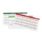 Moulin Roty color coded sheet music cards with color dots on musical staves for children's hand bells.