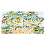 Abstract art featuring interconnected shapes resembling trees, composed of earthy tones like greens and browns. The piece conveys a whimsical, playful tone.