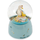 Moulin Roty Le Voyage d'Olga musical snow globe featuring a mother goose and her little chicks.