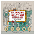 My Amazing Inventions Sketchbook cover by Andrew Rae and Lisa Regan, featuring a whimsical machine with tubes and gears.