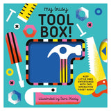 Book cover for 'My Busy Tool Box!' featuring colorful illustrations of tools like a hammer and saw.