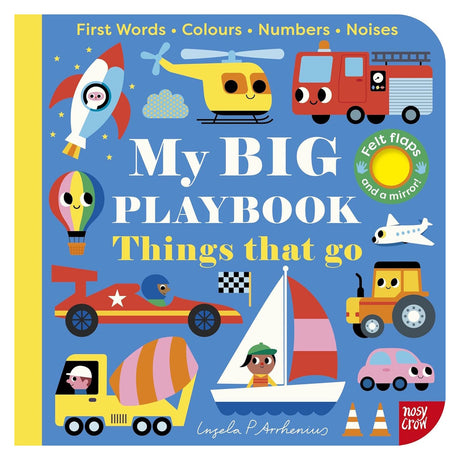 My BIG Playbook: Things That Go children's board book cover featuring colorful vehicles by Ingela P Arrhenius.