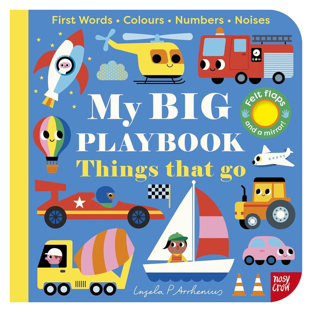 My BIG Playbook: Things That Go children's board book cover featuring colorful vehicles by Ingela P Arrhenius.