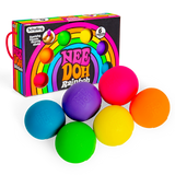 Schylling NeeDoh Rainboh 6-pack of colorful, squishy teenie globs fidget toys with rainbow-themed packaging.