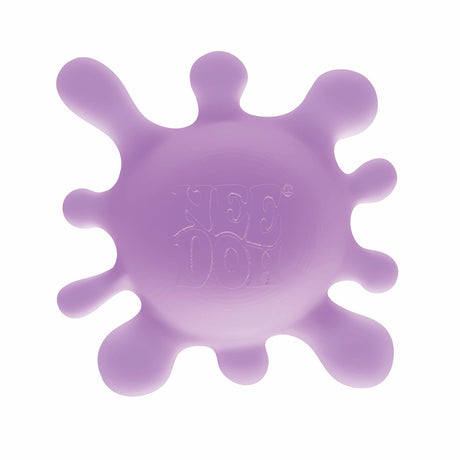 Purple, splat-shaped stress ball with rounded extensions, labeled "NEE DOH" in the center. Smooth texture conveys a playful, calming feel.