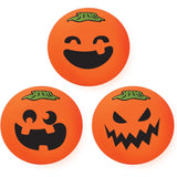 NeeDoh Teenie Jack Glow Lanterns set of three orange squishy pumpkin stress balls with various jack-o’-lantern faces.