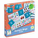 Djeco Eduludo Numero Bingo game box for toddlers featuring colorful number tiles and animal illustrations.