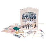 Nutcracker Theatre advent calendar set with stage, orchestra, character puppets, and props.