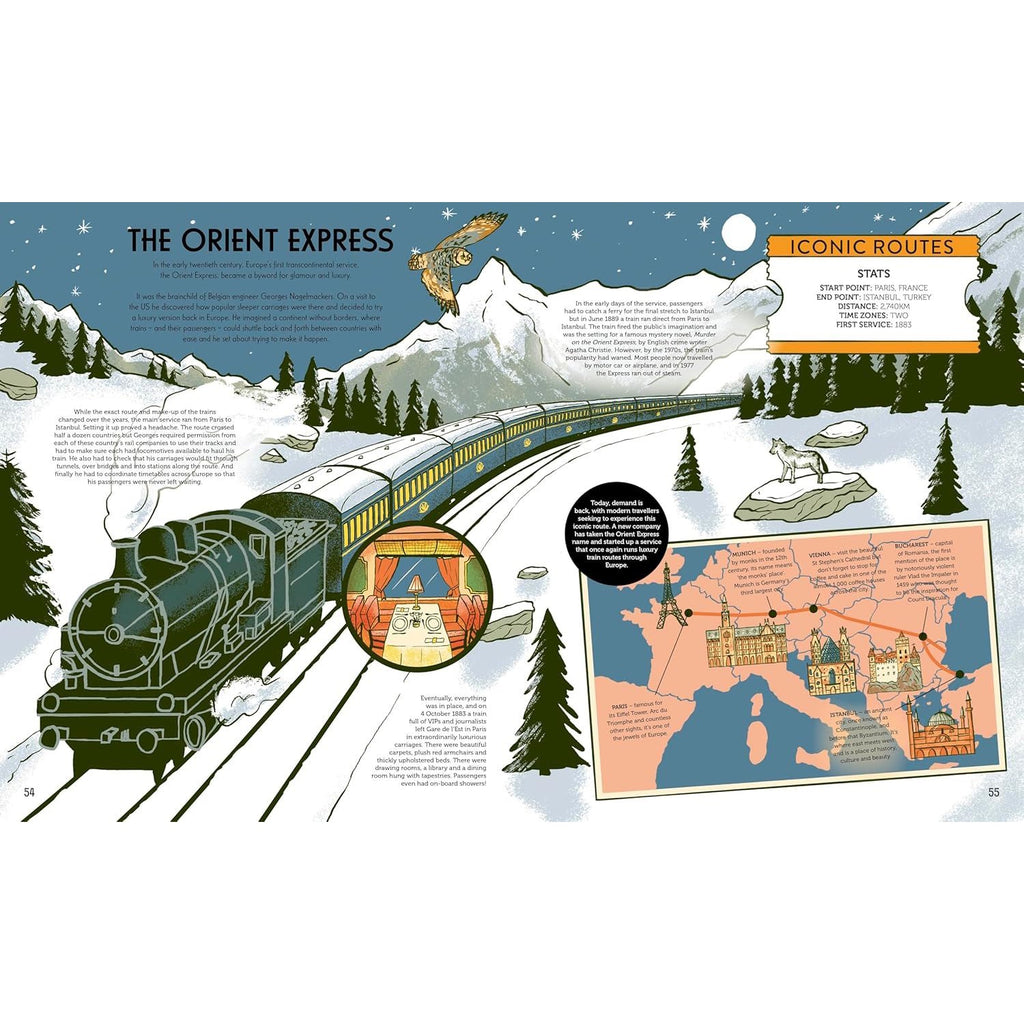 An engaging, illustrated book introducing children to the history, mechanics, and wonder of trains through fun facts and detailed visuals.