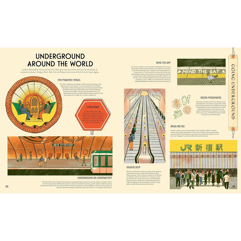 An engaging, illustrated book introducing children to the history, mechanics, and wonder of trains through fun facts and detailed visuals.