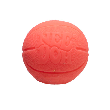 Orange NeeDoh Hot Shots Teenie basketball fidget toy with textured surface and logo on a white background.