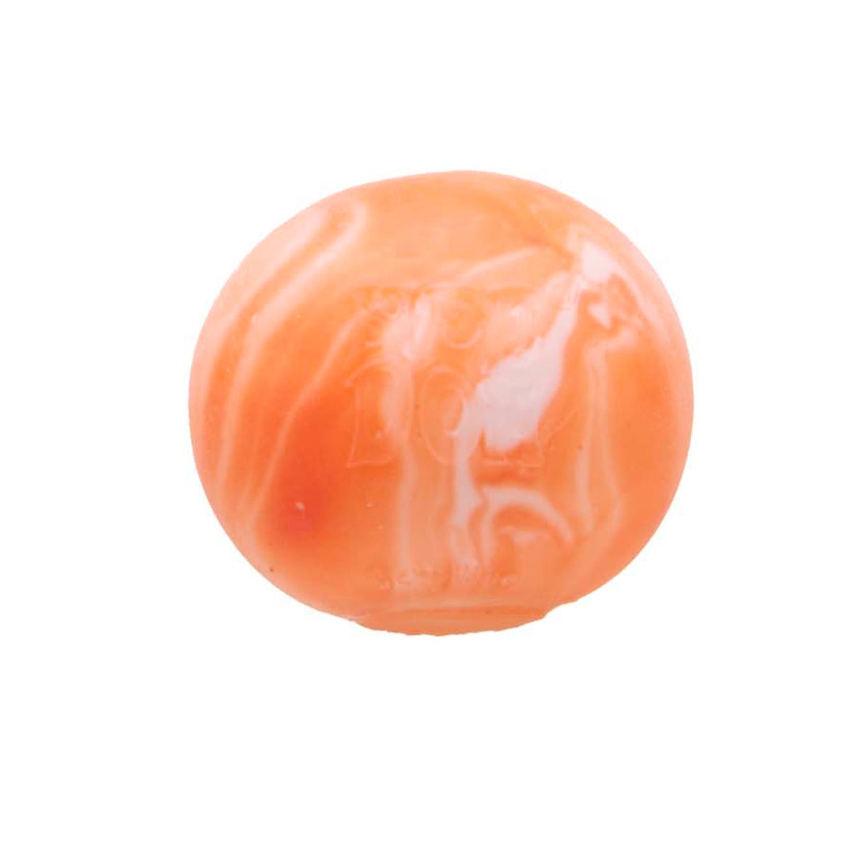 Orange and white marbled Swirl Teenie NeeDoh stress ball fidget toy on a white background.