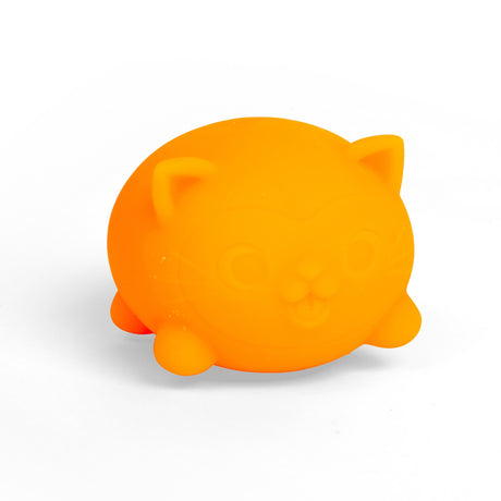 Orange Teenie NeeDoh Cool Cat squishy fidget toy with cat ears and face on a white background.