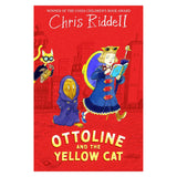 Ottoline and the Yellow Cat book cover by Chris Riddell, showing a girl, hairy creature, and a masked cat.