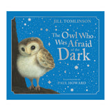 Cover of "The Owl Who Was Afraid of the Dark" by Jill Tomlinson. Features a cute owl under a starry night sky, conveying a whimsical, gentle mood.